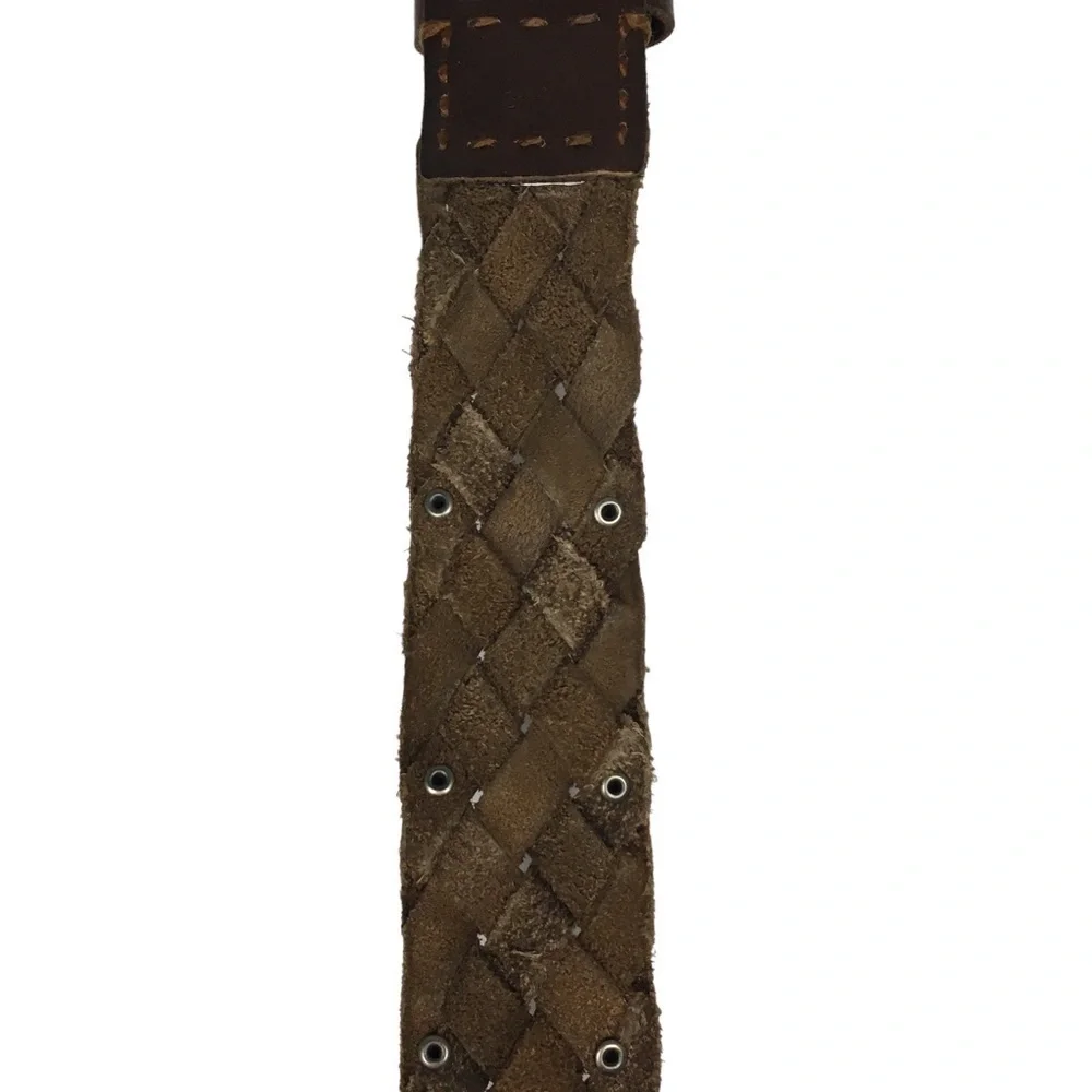 AMERICAN EAGLE Braided Leather Belt Stud Details Western Equestrian Rodeo S/M
